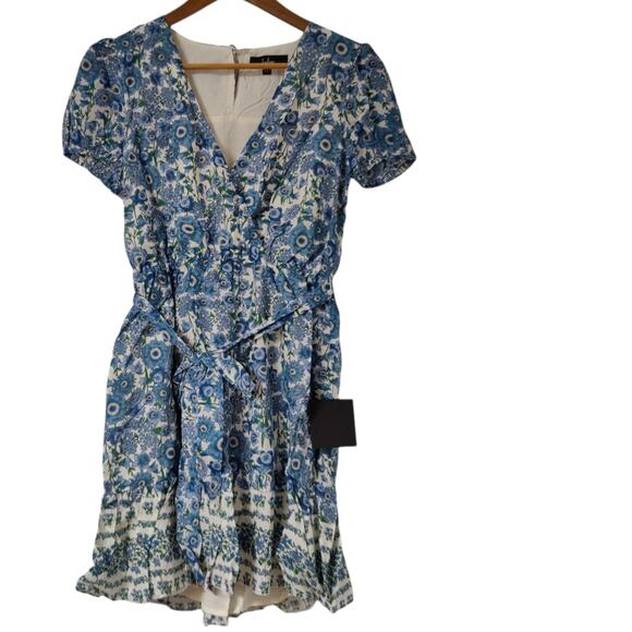 Lulus Blue Floral Print Puff Sleeve Mini Dress - Picture 3 of 5